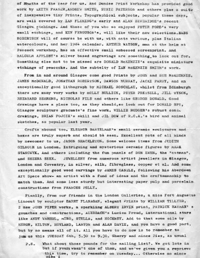 Compass Gallery Newsletter, Nov 1983, PP2