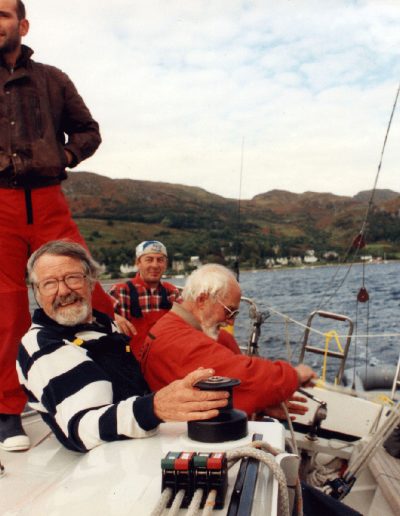 Crew on ‘Oskar’ Colin Simpson; Tom Hutcheson; the two David Hanleys and Karen Macwhinnie.